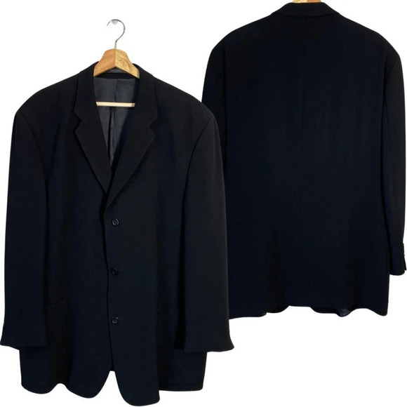 DKNY Men's Size 44R 100% Wool Sport Coat Dinner Jacket Blazer Black Career